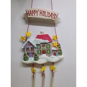 Country Christmas Windchime By Avon In 2005 Vintage Snowy House Scene Tree